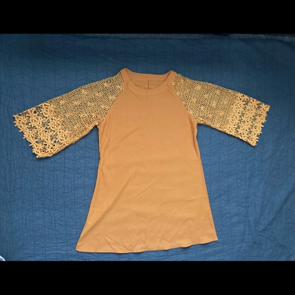 Pure Casual Net Yarn Lace Solid Color Midi Dress - Picture 2 of 2